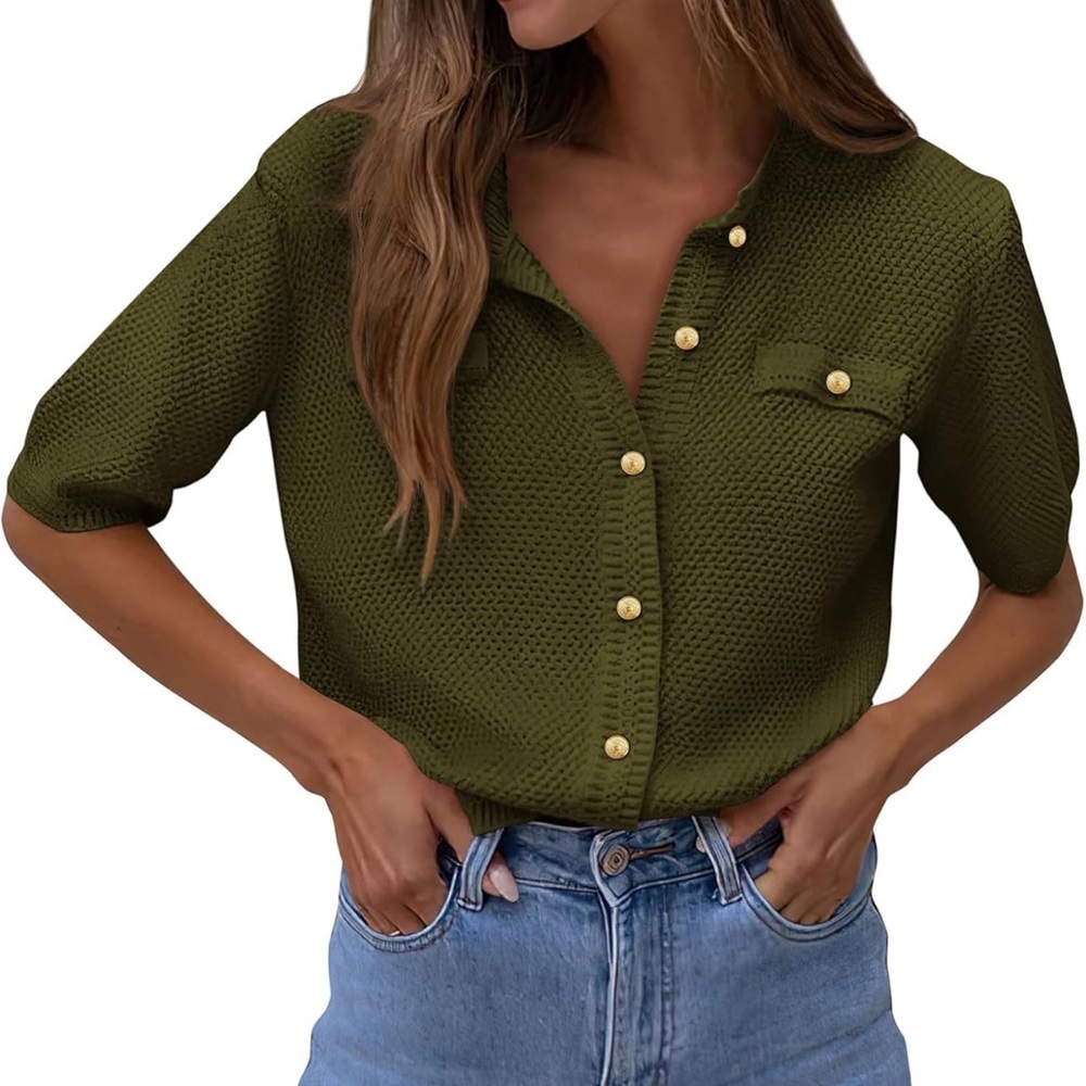 Elegant Olive Button-Down Shirt for Women